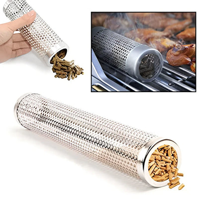 Round stainless steel barbecue smoke absorber attachments, 6 inch and 12 inch diameters, polished food grade for grill smoke control