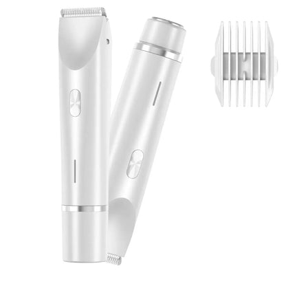 Pink 2-in-1 women's electric body hair shaver and trimmer for private pubic hair grooming
