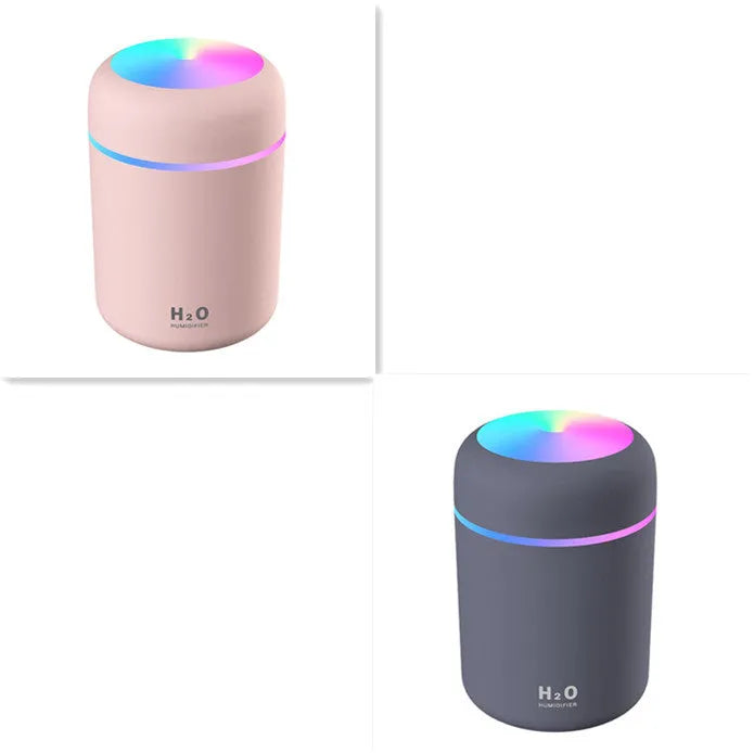 Pink white or navy blue USB desktop humidifier with LED mood lights and 300ml water tank