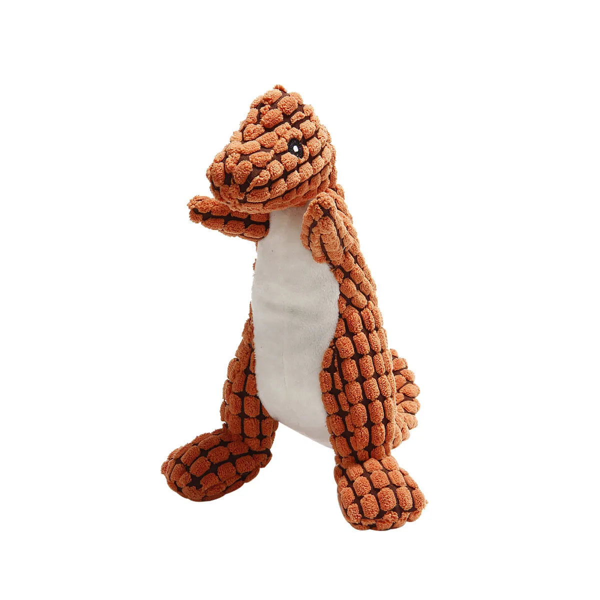 Durable grey, green, and orange dog toy with sound for biting and boredom relief.