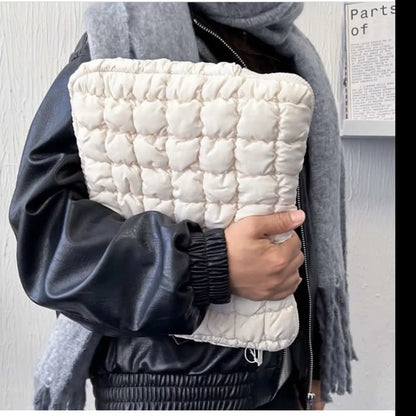 Black and white large capacity nylon laptop bag for 11, 14, and 15.6 inch computers.