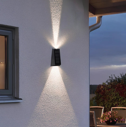 Solar garden wall light with European styling and waterproof ABS construction