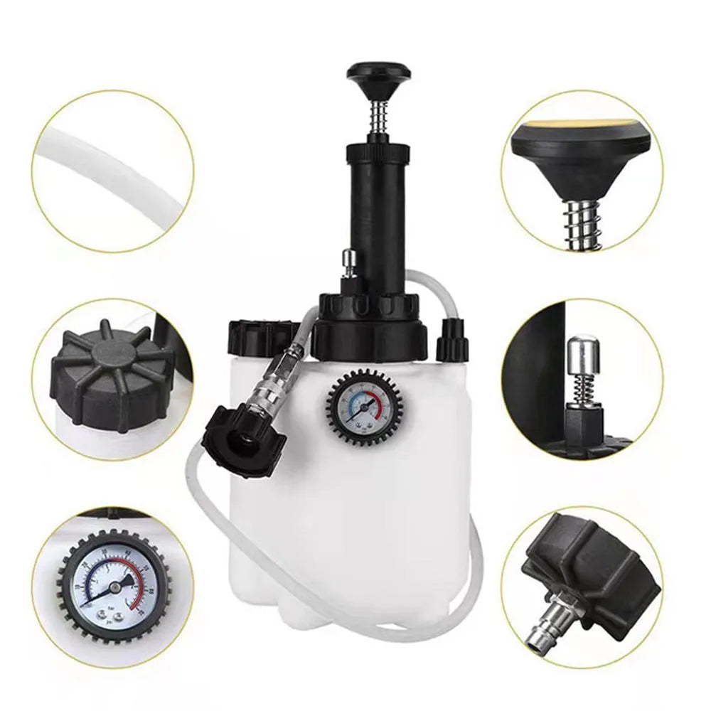 White 3-litre brake oil tank with copper and iron construction for automotive fluid changes