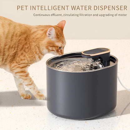 Automatic pet water fountain with USB power cable, mute water flow feature for cats and dogs