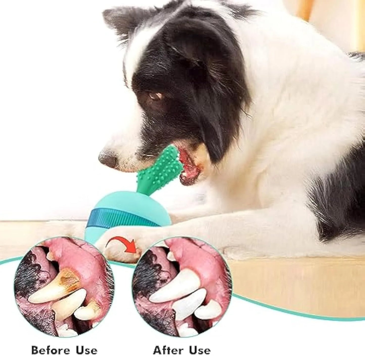 Blue interactive dog toy with tumbler design and treat dispensing holes, measuring 8.8cm for medium to large dogs