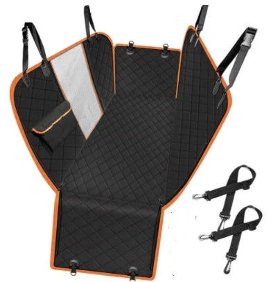 Dog car seat cover with view mesh and zipper for travel safety