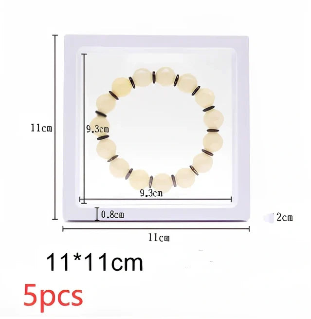 Black 11x11cm suspended 3D floating display frame holder with square base for coins and gems