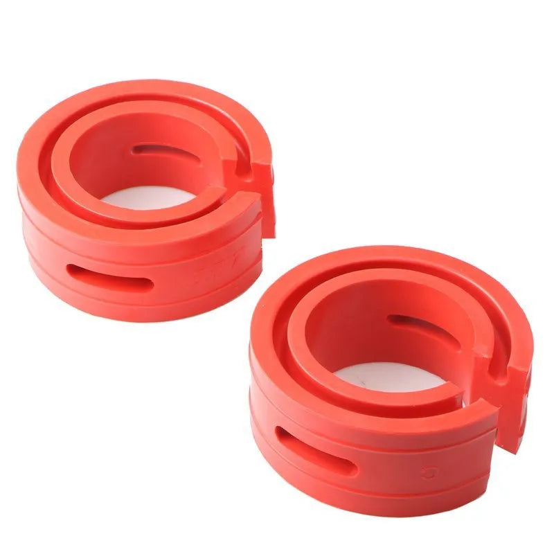 Red rubber shock absorber spring buffer cushion for car suspension, universal fit, A to F specifications available.