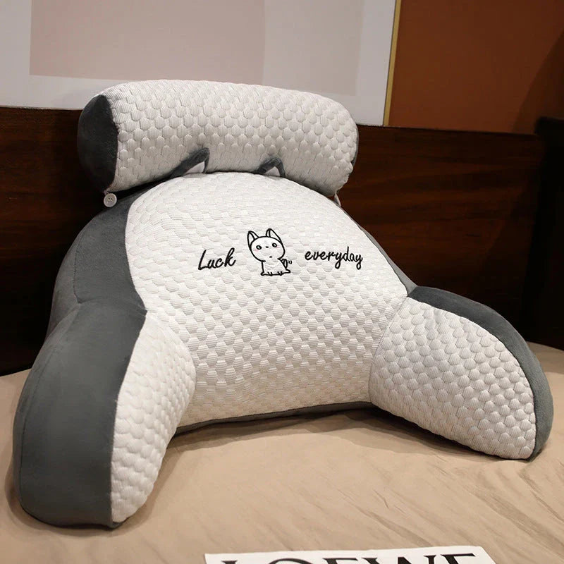 Adjustable ergonomic reading pillow with breathable fabric and detachable cover for comfortable support and easy cleaning
