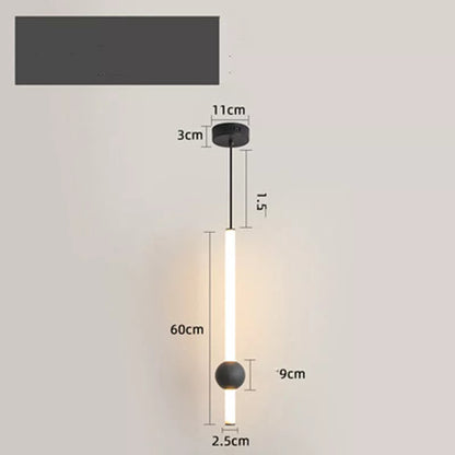 Nordic Minimalist LED Hanging Line Lamp with adjustable light colors for modern bedrooms