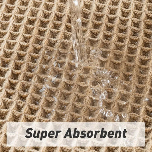 Checkered pattern non-slip bathroom carpet in beige colour with woven polyester construction