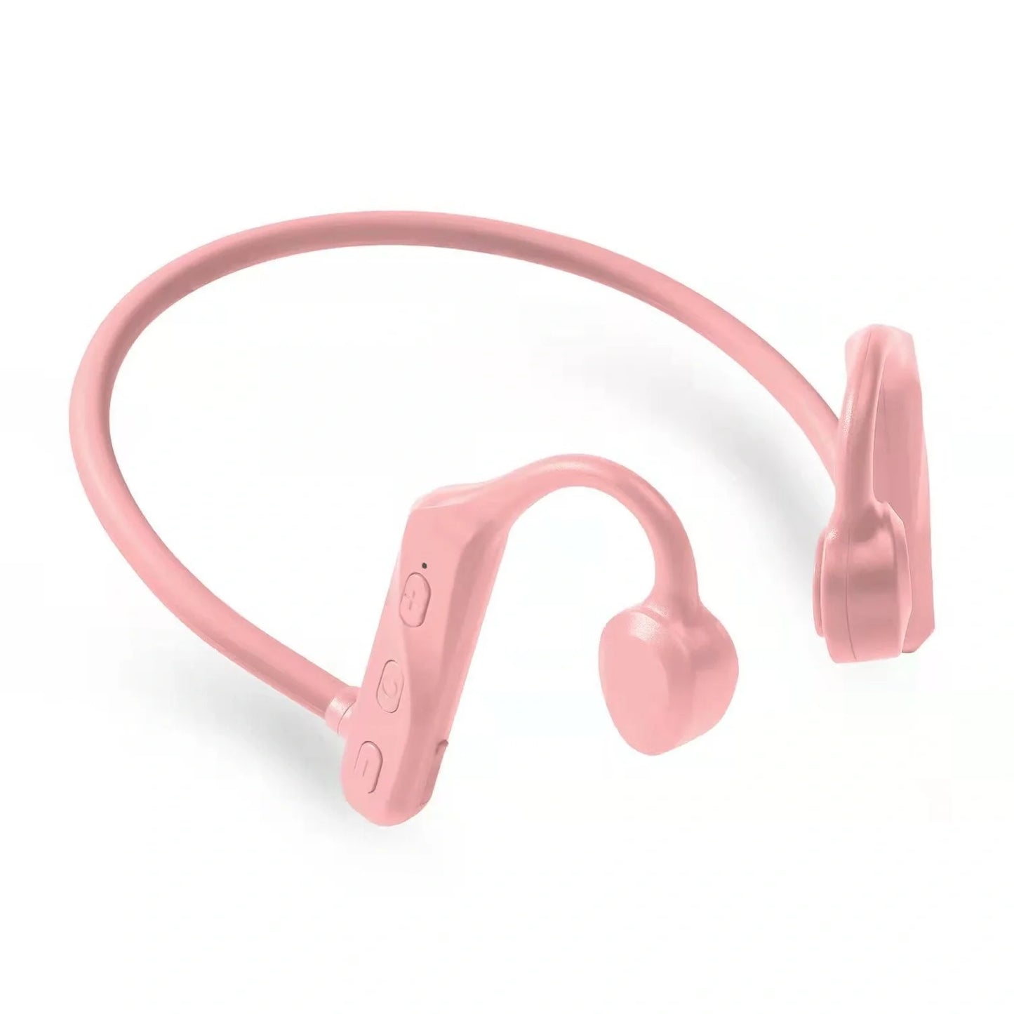 Wireless sports headphones in pink, black, and green with neck-hanging design