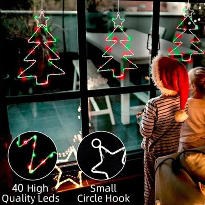 Wrought iron Christmas tree shaped LED light, white birch colour, 40x25cm, battery operated, with remote control