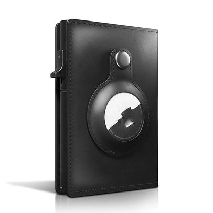 Genuine leather card holder with aluminum alloy frame in Crazy Horse finish