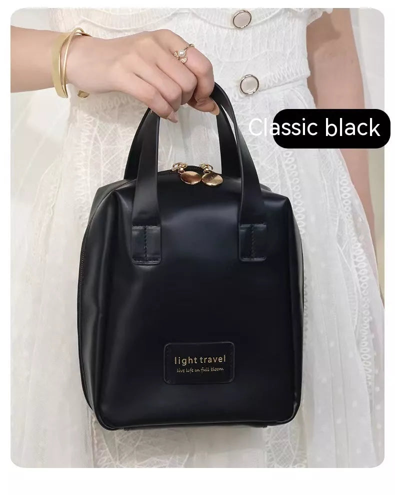 Shell-shaped waterproof PU leather cosmetic bag in various colors