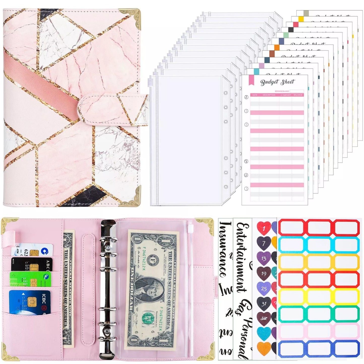 A6 loose spiral notebook with PU leather cover in various colors, featuring spiral binding and included accessories