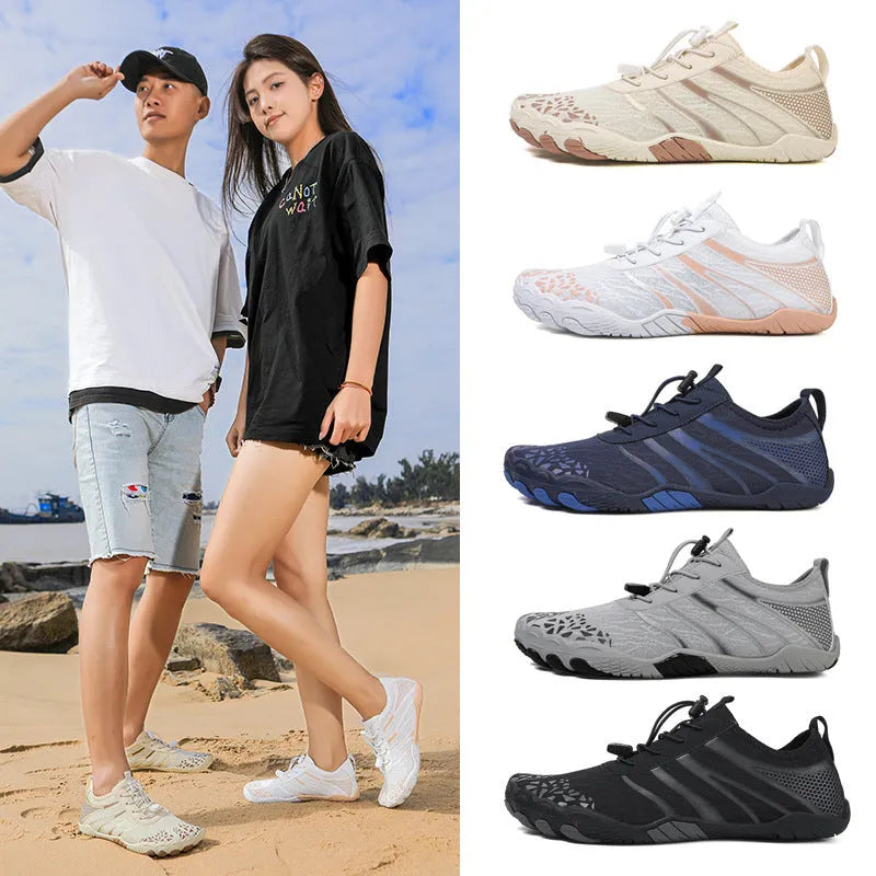 Men's casual Lycra beach running shoes in multiple colours for upstream and water activities.