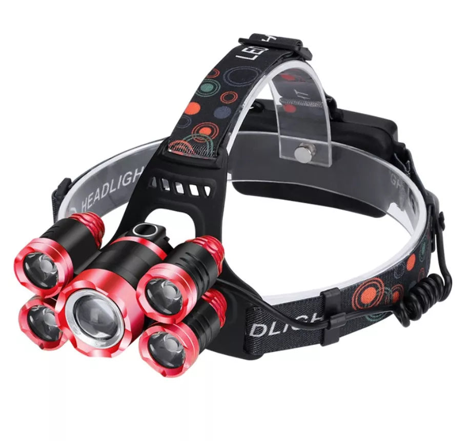 High-power five-head aircraft light with gold, red, and silver options