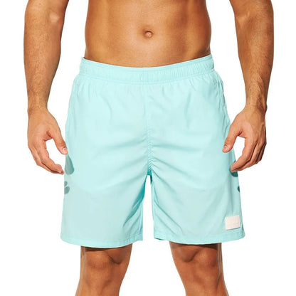 Men's quick-drying nylon beach shorts in four colours with straight leg opening