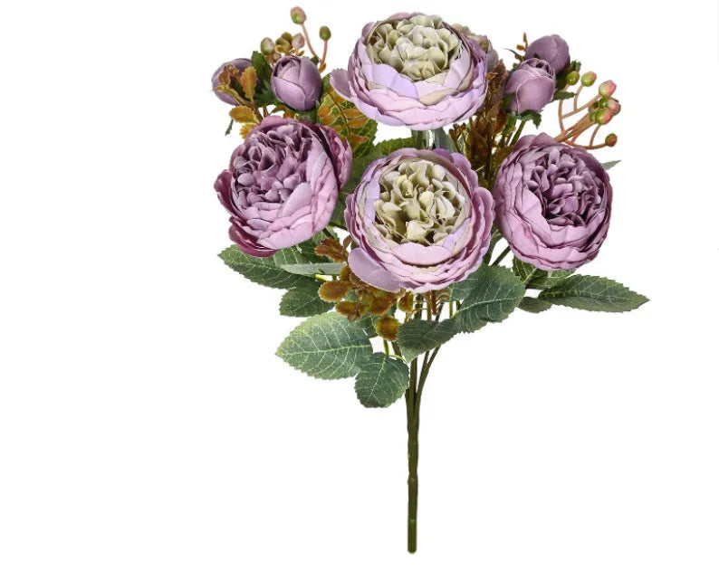 Silk artificial peony bouquet in champagne colour for wedding or home decoration
