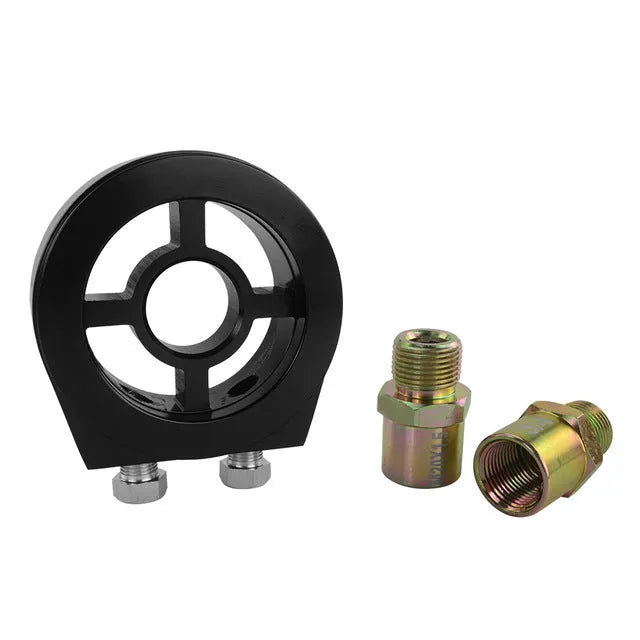 Universal aluminium alloy oil pressure gauge adapter in red, blue, black, gold, and silver colour options