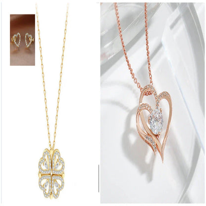Elegant four-leaf clover necklace with magnetic and detachable design for versatile styling