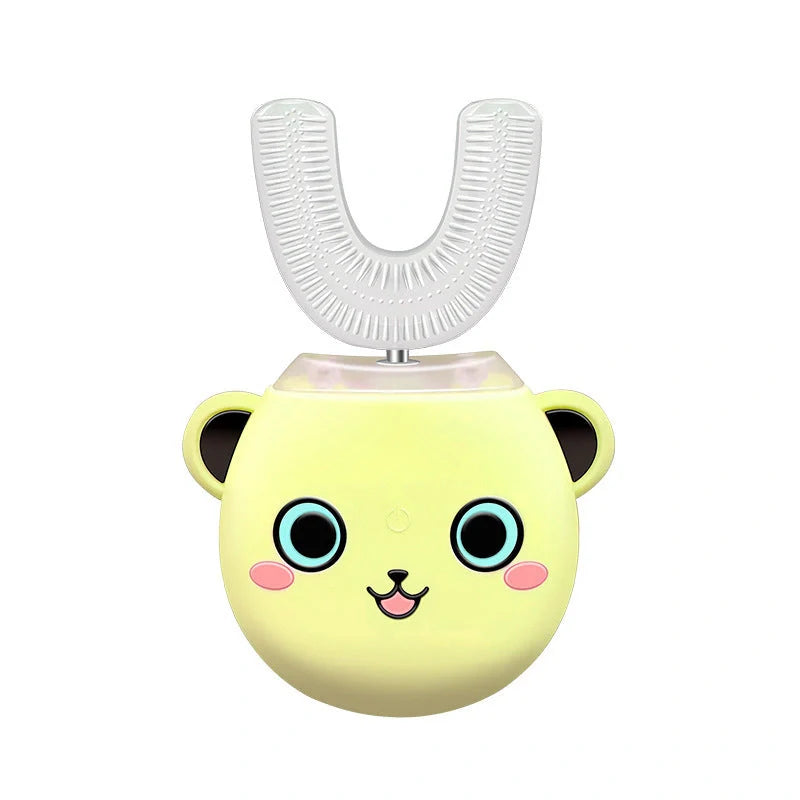 Smart Sonic Electric Toothbrush for Kids in pink, yellow, and green with USB charging