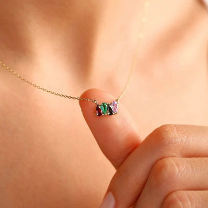 Zircon stone clavicle necklace in titanium steel with electroplated silver, gold, or rose gold finish
