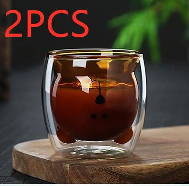 Double layer panda skull wine cup with Christmas tree design inside
