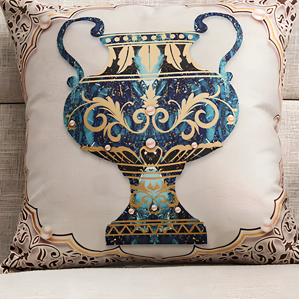 45x45cm linen cushion cover with flower frame left elephant design on national style pillowcase