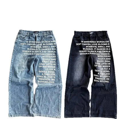 Men's black wide-leg cotton casual trousers showing loose straight cut