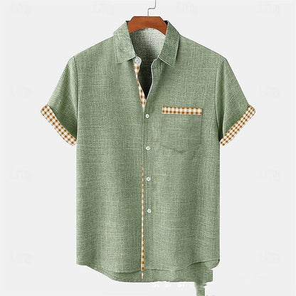 Linen short-sleeved shirt with ocean fish pattern in loose fit, available in multiple colours and sizes for teenagers