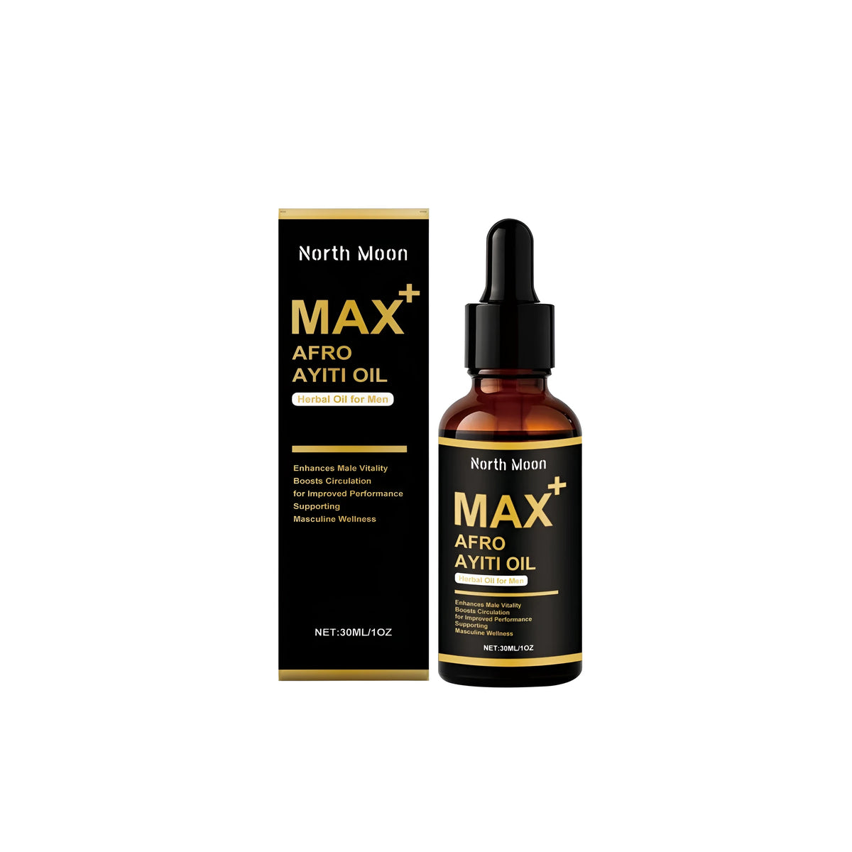 30ml bottle of male enhanced massage oil with ginger root extract and glycerin formula