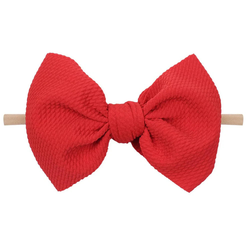 Children's waffle fabric bow hair accessory headband in multiple colour options