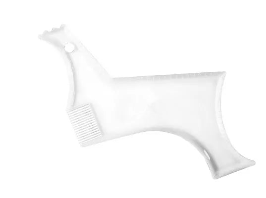 Zafrani double-sided beard comb in transparent black, ABS plastic, approximately 17cm by 11.5cm