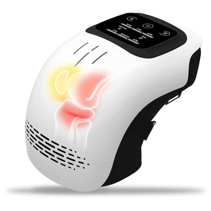 White rechargeable electric knee massager with heating and infrared laser therapy