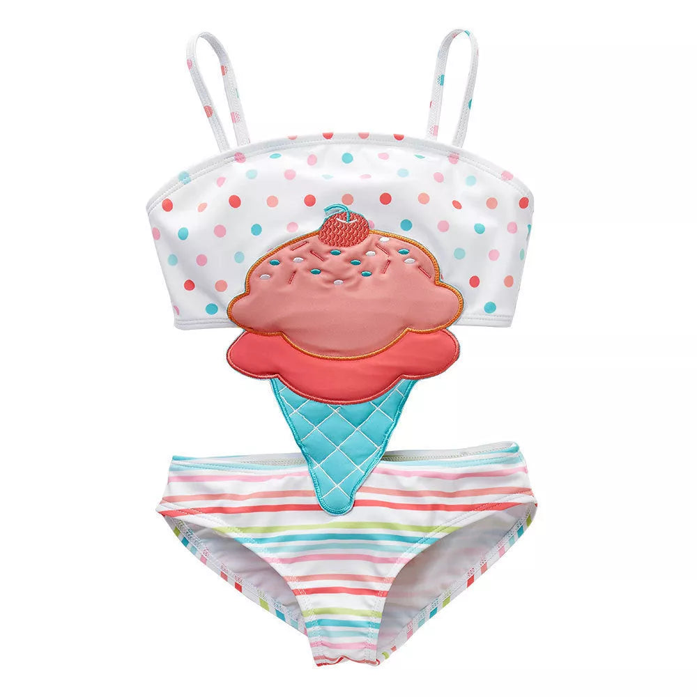 Baby girls watermelon print one-piece swimsuit for summer swimming