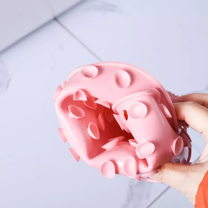 Non-slip massage bath brush with silicone bristles for cleaning and foot massage