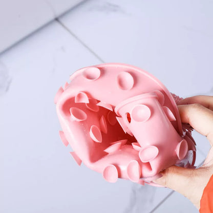 Non-slip massage bath brush with silicone bristles for cleaning and foot massage