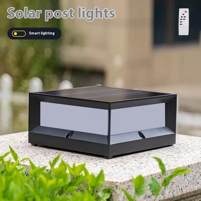 Aluminium outdoor solar column light for garden or pathway with IP54 rating.