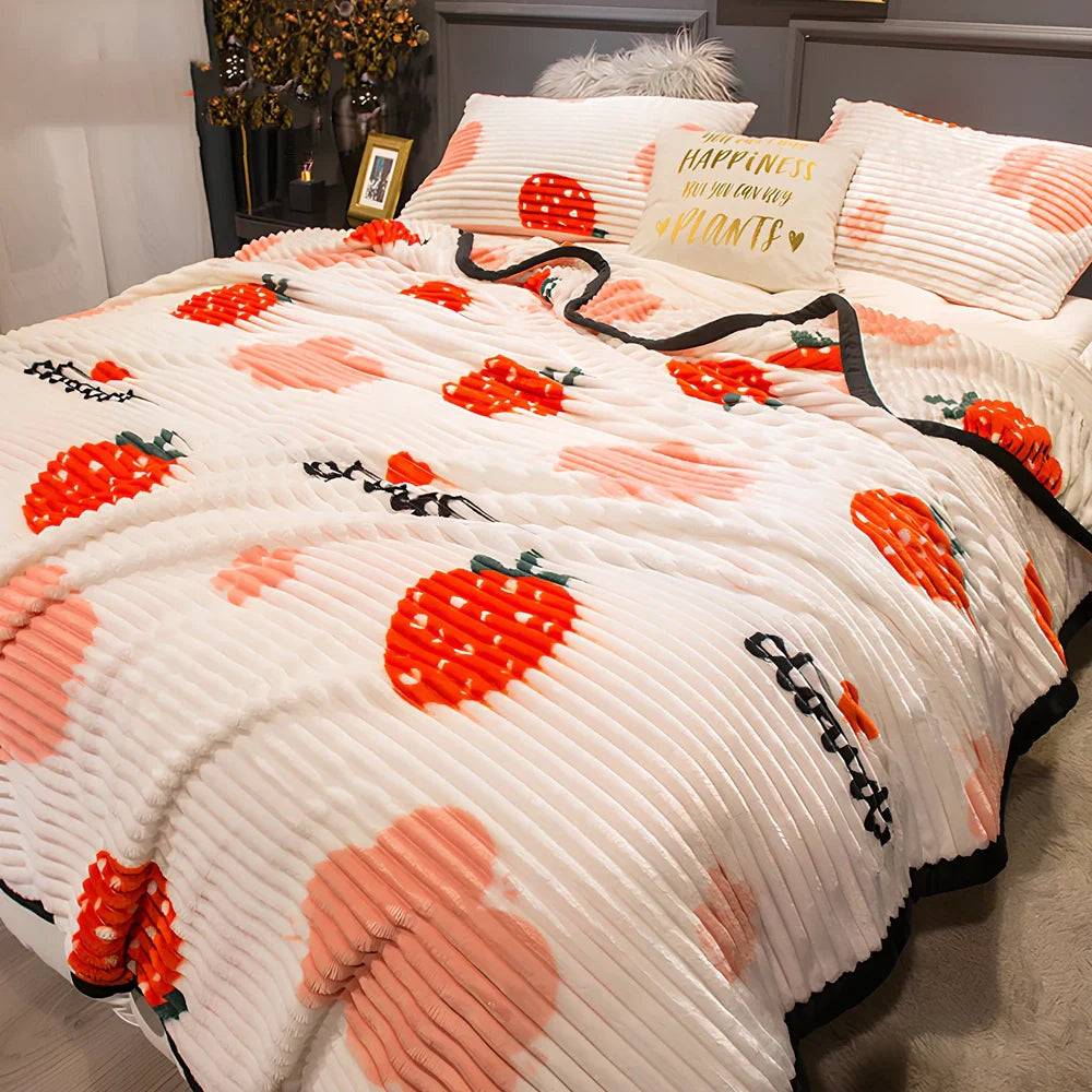 Thick coral fleece blanket in flannel-polyester, 210-220g/m², sizes 70x100cm to 200x230cm with prints like Back Bear for winter warmth