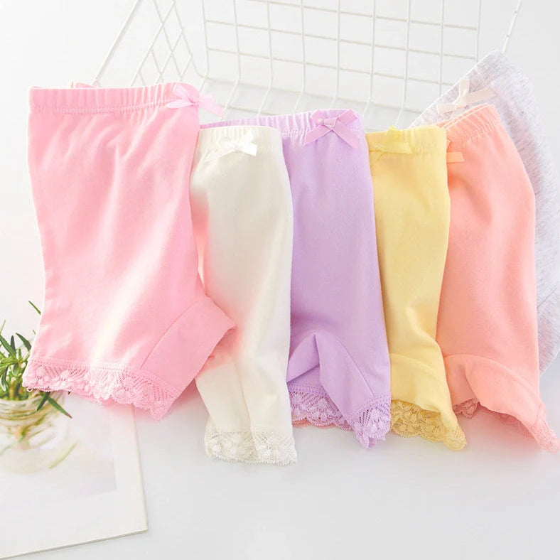 Girls' cotton safety pants with anti-exposure design in random colours