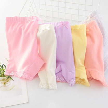 Girls' cotton safety pants with anti-exposure design in random colours