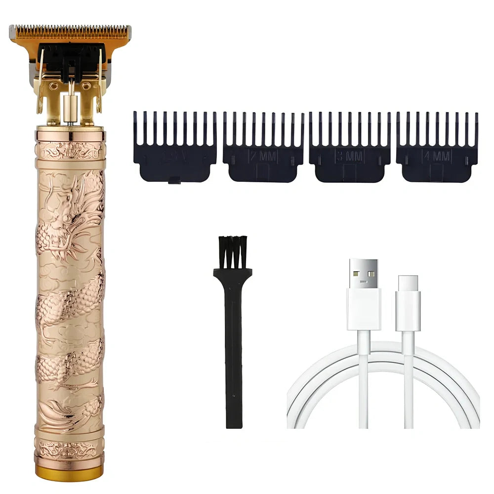 Carved electric hair clipper with retro oil head design in professional white colour with copper core motor