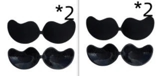 A discreet, backless and strapless silicone bra that provides a natural lift and invisible support under clothing.