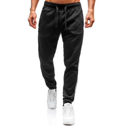 Men's summer casual sports trousers, loose tapered stitching, black or dark grey, sizes S to XXXL