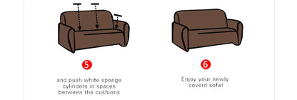 Stretch sofa cover in polyester spandex with elastic fit for 1 to 4 seater sofas, machine washable