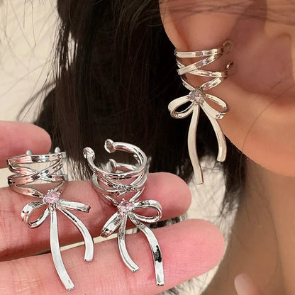 Ballet Style Ribbon Bow-knot Non-Piercing Ear Cuff for Women - Fashion Jewelry