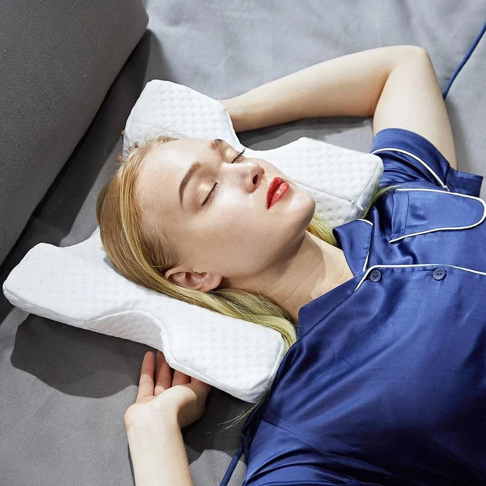 Tunnel-shaped memory foam pillow with plastic bracket for preventing limb numbness during office naps
