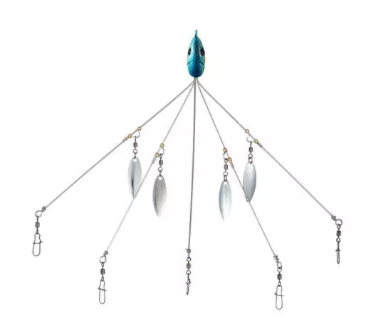 Bassdash Umbrella Fishing Lure with 5 swivels and metal sequins for enhanced fish attraction
